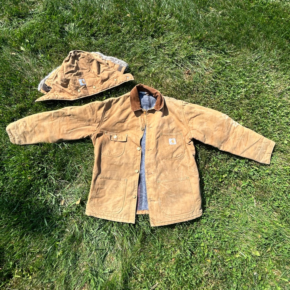 Vintage Carhartt Blanket Liner Chore Coat with Detachable Hood
